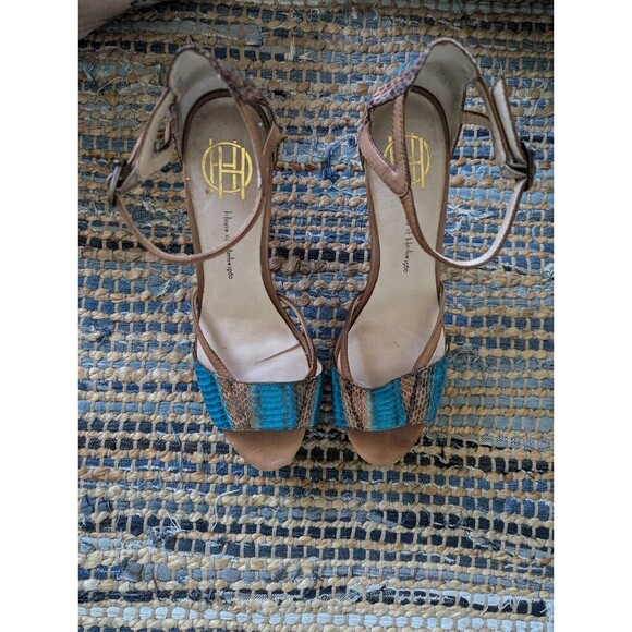 House of Harlow 1960 Blue and Brown Heeled Sandals - Picture 12 of 12